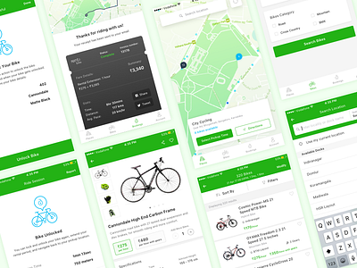 Bike (Bicycle) Rental App Concept app bicycle bike cards city ios maps mobile rental ui ux