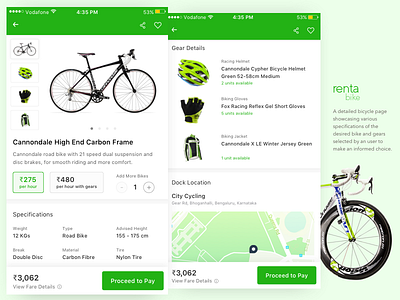 Bike (Bicycle) Rental App - Product Page app bicycle bike cards city ios maps mobile rental ui ux