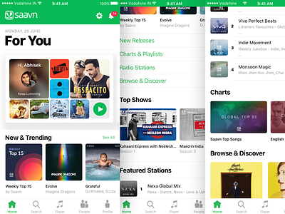 Saavn iOS App Concept [Apple Music Inspired] app apple audio complex concept iphone minimal music player reduction saavn ui