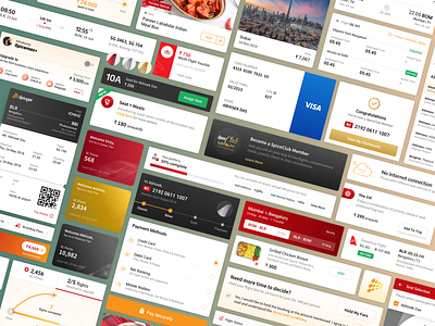 Airlines Web & App - Components and UI Elements addons airlines app boarding pass cards flat loyalty program mobile spicejet travel ui ux web web checkin