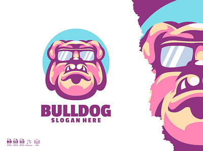 Bulldog logo template cute