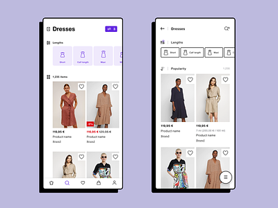 Fashion catalog | e-commerce android app clean dress ecommerce fashion filters interaction interaction design ios minimal product design shop shopping ux