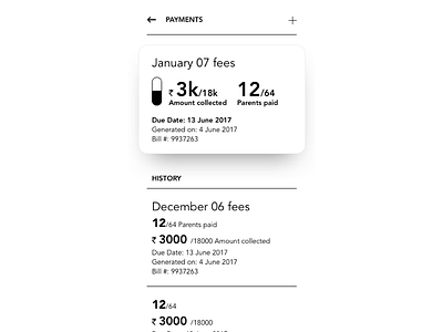 Payments Due Page - WIP app android app black card ios minimal monotone payment ui ux white