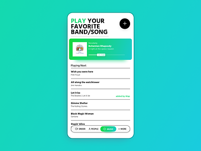 Jukebox Playlist android app gradient green ios jukebox minimal player playlist typography ui ux