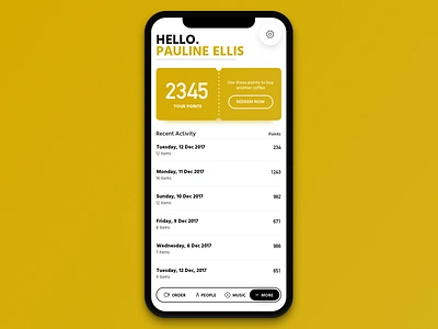 Rewards Page app gold ios11 iphonex minimal points rewards typography ui ux