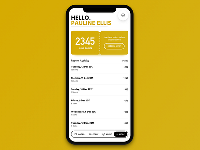 Rewards Page app gold ios11 iphonex minimal points rewards typography ui ux