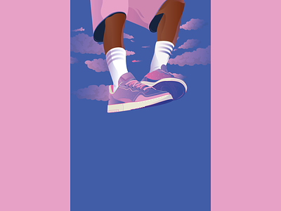 The Art of the Hype blue sky clouds flying illustration pastel color pastel colours pastels sneakers trainers vector vector illustration