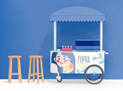 Flora Scoop's Ice Cream branding design flora flora scoops graphic design graphic illustration ice cream illustration logo product design scoop vector