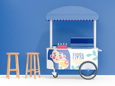 Flora Scoop's Ice Cream branding design flora flora scoops graphic design graphic illustration ice cream illustration logo product design scoop vector