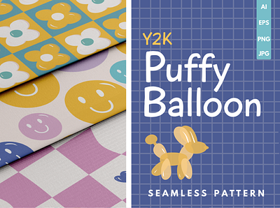 Y2K Puffy Balloon balloon branding colorful design fashion graphic design graphic illustration illustration pattern product design puffy puffy balloon seamless pattern vector y2k