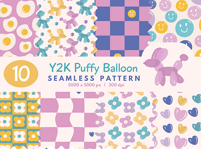 Y2K Puffy Balloon balloon branding colorful design fashion graphic design graphic illustration illustration pattern product design puffy seamless pattern vector y2k puffy balloon