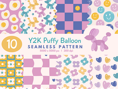 Y2K Puffy Balloon balloon branding colorful design fashion graphic design graphic illustration illustration pattern product design puffy seamless pattern vector y2k puffy balloon