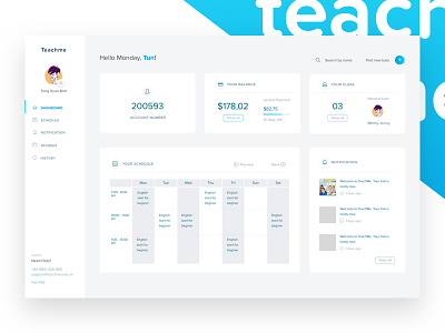 TeachMe dashboard clean dashboard design experience teachme ui user webapp