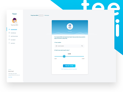 Teezi - Find My Tutor clean dashboard design education experience minimal teezi ui user