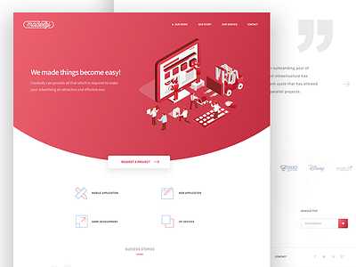 Digital Agency Website - Madeezi agency clean client digital easy gradient isometric landingpage layout red website