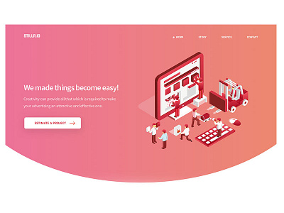 Landing Page WIP agency homepage illustrations isometric landing layout mobile page process responsive web website