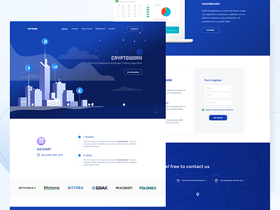 Cryptowork - Landingpage bitcoin blue bot clean clear coin crypto ethereum gradient illustration landingpage page