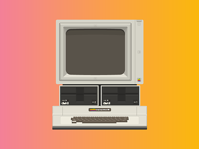 Apple II apple apple 2 design flat icon illustration mac macintosh monitor steve jobs