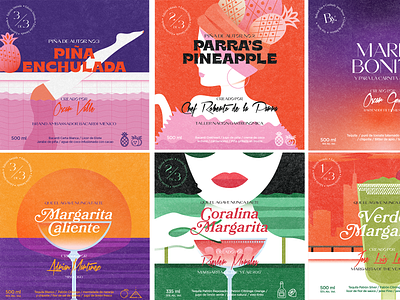 Behind You Cocktail Labels branding cocktail illustration labeldesign