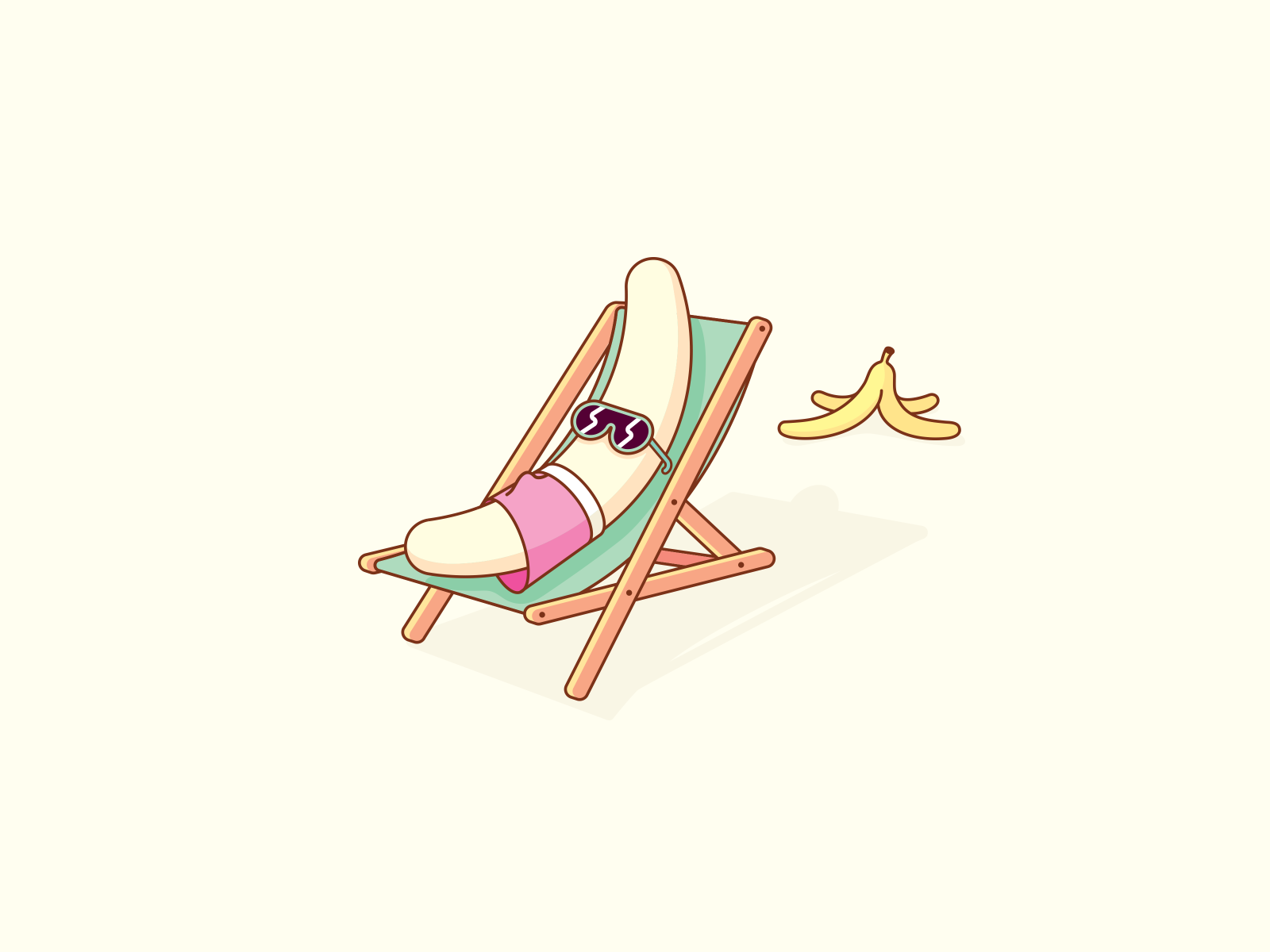 Banana on vacation banana cartoon character design design illustration naked vacation vector