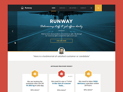 Runway blue job landing map page red runway staff testimonial website work yellow