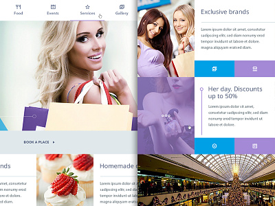 Shopy azure commerce design food homepage shop ui ux violet website woman