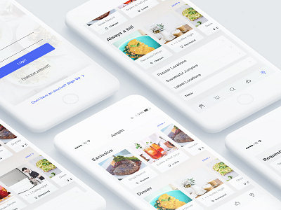 Catering App UI app application catering clean gradient ios mobile modern user experience user interface ux white