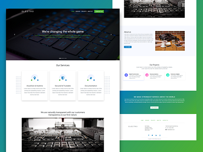 Electro landing page design graphic design home page landing page typography ui ux vector web website template