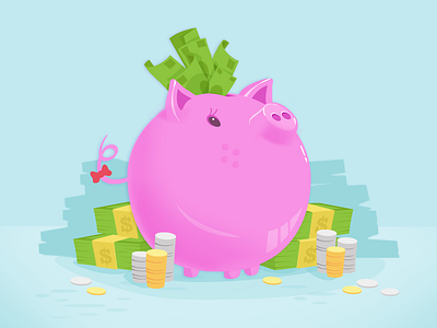 Piggy Bank Surprise art cash colours dribbble illustration money photoshop piggybank popular prize vector