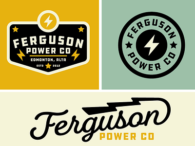 Ferguson Power Company badge bolt brand design graphic lightning logo power stars
