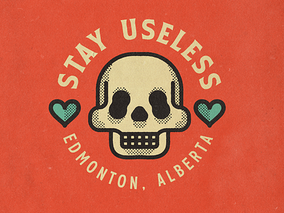 Stay Useless. badge design logo skull