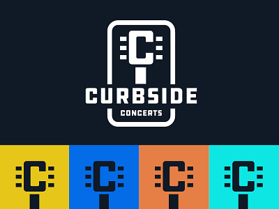 Curbside Concerts alberta brand branding concert design guitar icon identity live music logo