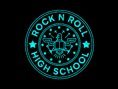 Rock n Roll High School badge black brand branding design eagle graphic design icon identity illustration logo ramones rock n roll vector