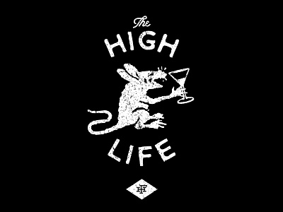 The High Life black branding bw cocktails flatland hardcore icon logo rats