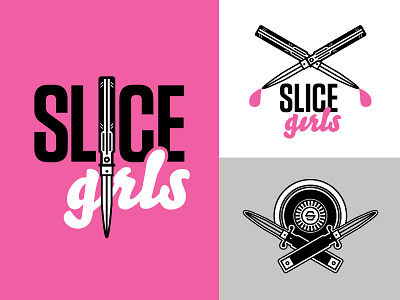Slice Girls black brand branding identity logo pink roller derby