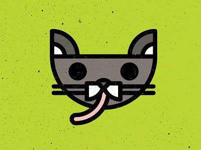 Cat Eats Mouse cat illustration mouse tail thick lines vector