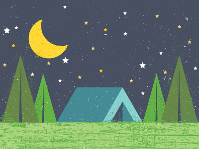 Camp crescent moon night outdoors stars tent trees