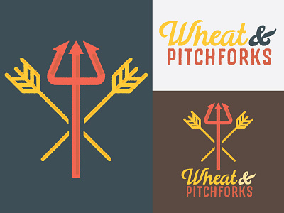 Wheat & Pitchforks alberta logo pitchfork rural saskatchewan wheat wordmark
