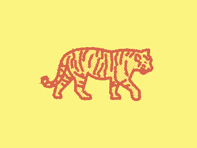 Tiger halftone monoline red tiger yellow