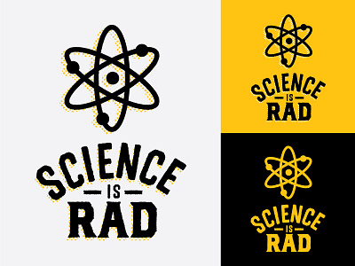 Science Is Rad atoms black brand future logo science scientific yellow