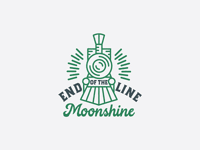 Hansen End of the Line Moonshine alberta blue booze brand full steam green liquor logo mark moonshine track train