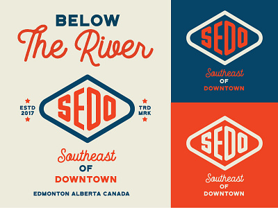 SEDO (Southeast of Downtown) Identity alberta badge blue brand edmonton icon identity logo mark red