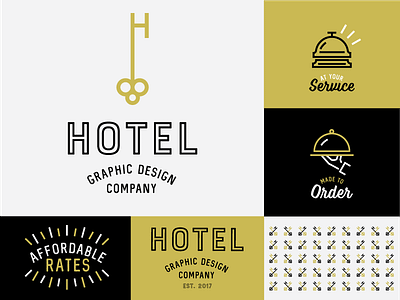 Hotel Graphic Design Company bell brand design graphics icon key lines logo platter wordmark