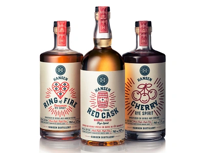 Hansen Rye Collection alberta booze bottle brand cask cherry heart logo mark packaging rye whiskey