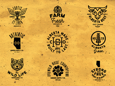 Hansen Supply Co. alberta bear brand farm logos marks outdoors rural wheat