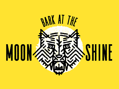 Bark at the Moonshine bark black booze branding icon liquor logo moonshine wolf yellow