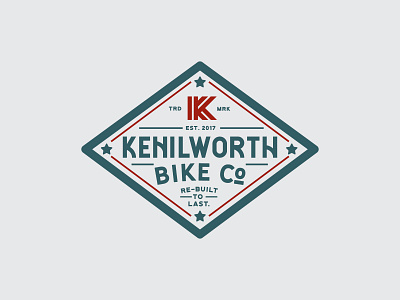 Kenilworth Bike Co. Logo badge badge logo bicycle bike bike logo blue brand branding icon logo red