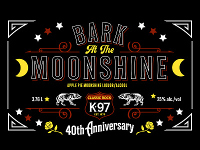 Bark at the Moonshine 40th Anniversay anniversary bark black black and red label moon moonshine rock and roll wolf yellow