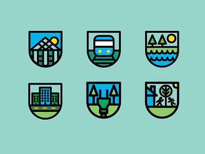 Office Of The Mayor Icon Set badge badge design blue brand edmonton flat design green icon thick lines