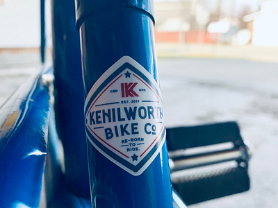 Kenilworth Bike Co. bicycle bike blue brand logo red sticker